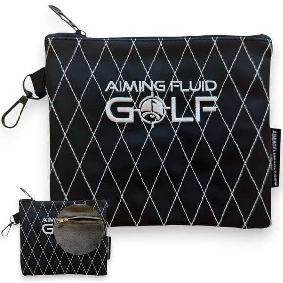 Premium Leather Golf Utility Pouch with Zippered Closure with Diamond Stitching - Picture 1 of 3